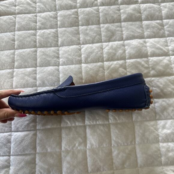 M Gemi Moccasin Womens 40.5 US 9.5 Blue Leather Driving Loafer Classic Preppy - Picture 11 of 14